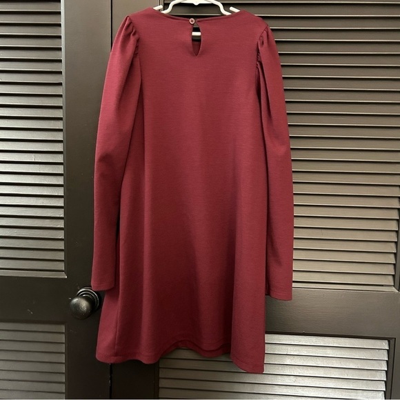 Zara Kids Burgundy Long Sleeve Dress,Trending Color for Fall, Size 11/12 - Picture 5 of 9